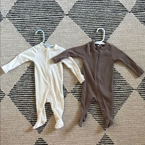 Old Navy Cozy Kids Ribbed One Piece Set - Cream and Brown